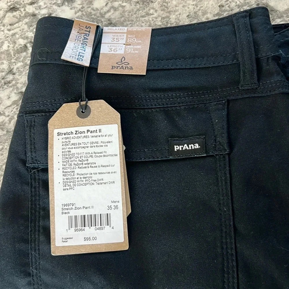 NWT Prana Men’s Brion Pant II Straight Leg Rezion Lightweight Size W 35” X 36” - Picture 7 of 13